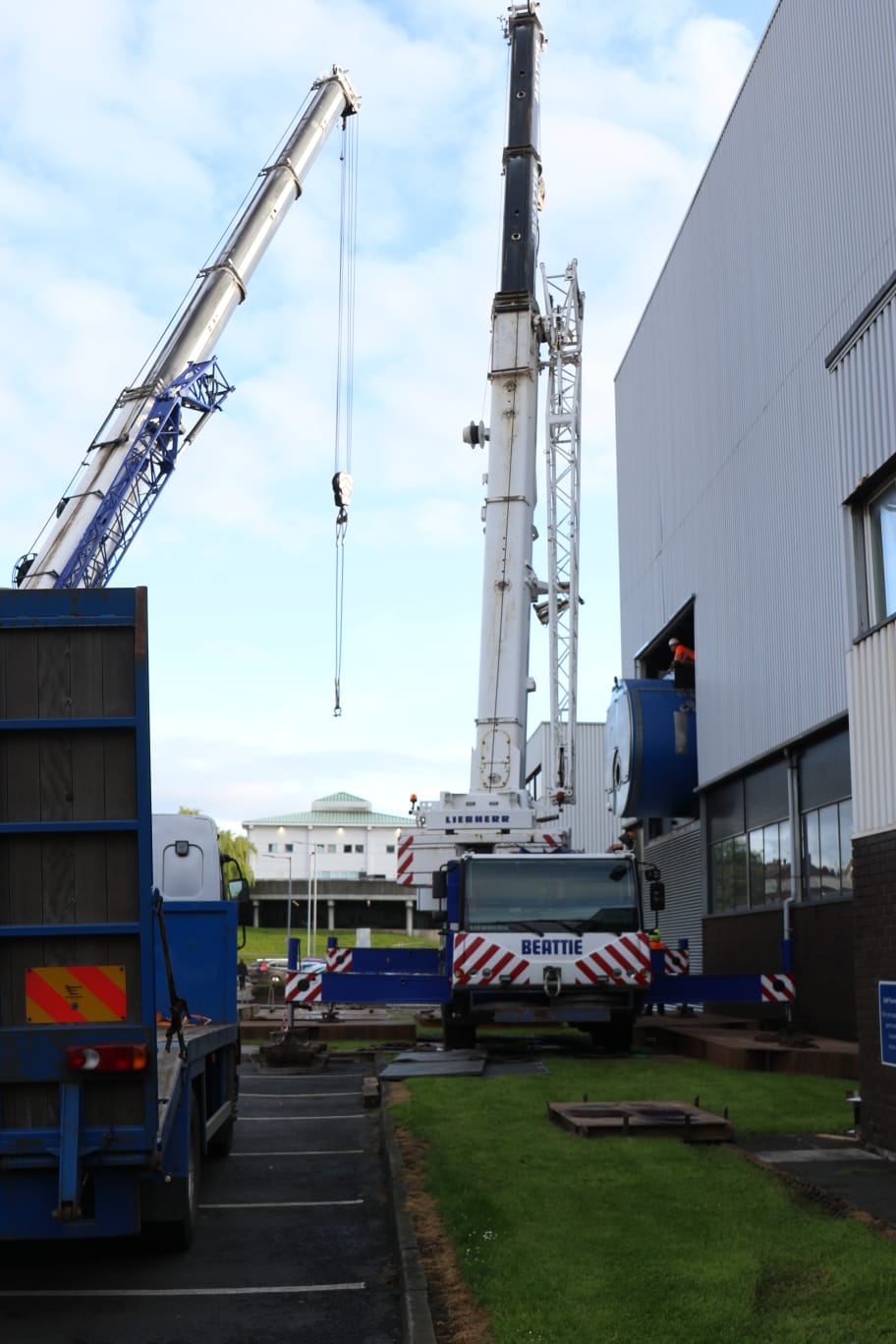 Removing a waste Heat Steam boiler from the Royal Victoria Hospital Belfast.